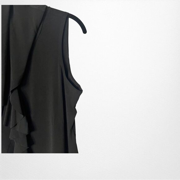 SIMONTON Says By George SIMONTON Black sleeveless Blouse wth Front Ruffle Size M - Picture 4 of 7